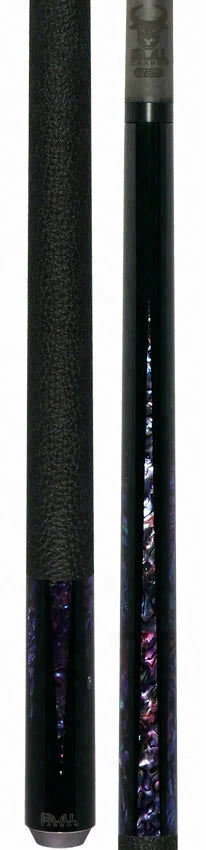 Bull Carbon Black with 6 Purple Abalone Points Play Cue with Textured Leather Wrap