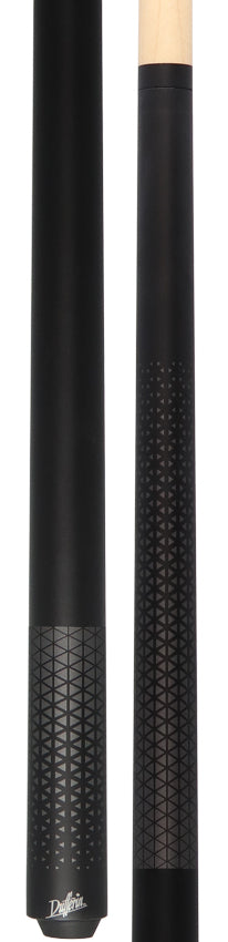 Dufferin Matte Black with Gunmetal Triangle Design Wrapless Graphic Pool Cue - D347