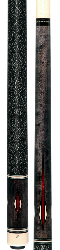 Pechauer JP T Series Smoke-Stained Maple with Red and Sim. Ivory Inlays Pool Cue with Irish Linen Wrap