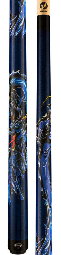 Viking DE0507 De-Cues Series Play Cue - Blue Stained Northwood Maple with Blue Dragon