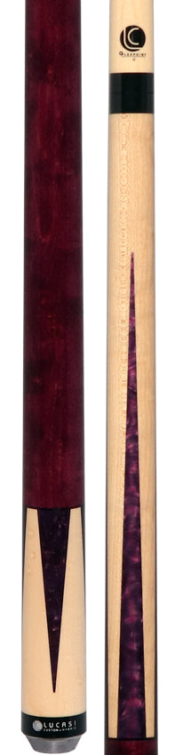 Lucasi Zero Flexpoint Natural Birdseye Maple with Purple Crush Inlays and Purple Birdseye Wrapless Pool Cue - LZC17
