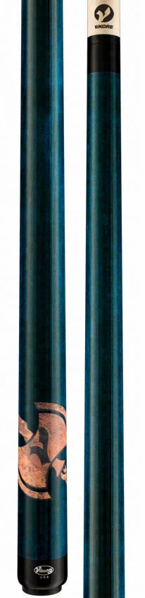 Viking De-Cues Series Teal Stained Northwood Maple with Axe Play Cue - DE0108