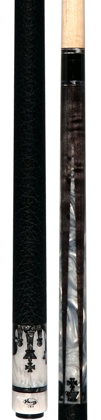 Viking Defender Series Smoke Gray with White Pearl Points and Smoke Pearl Chess Inlays Pool Cue - DF1211