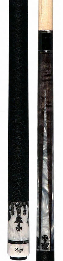 Viking Defender Series Smoke Gray with White Pearl Points and Smoke Pearl Chess Inlays Pool Cue - DF1211