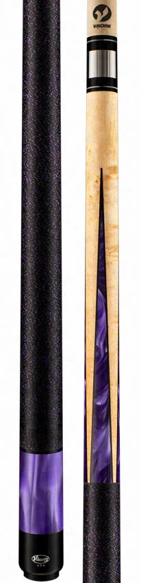 Viking Helix Series Khaki-Stained Birdseye Maple with 8 Black and Purple Premium Pearl Inlays Play Cue - HL0204
