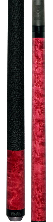 Bull Carbon Purple-Stained Birdseye Maple Play Cue with Textured Leather Wrap