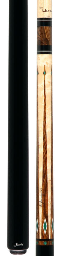 Jacoby Birdseye Maple with Bocote Points and Malachite Inlays Pool Cue