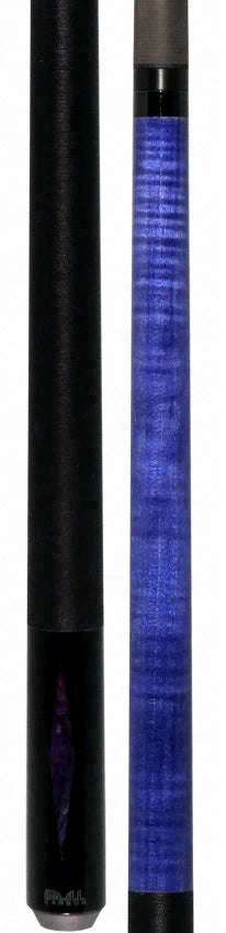 Bull Carbon Purple Stained Maple with Shell Inlays Play Cue with Textured Leather Wrap