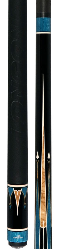 Longoni Galaxy Cyan Pool Cue with Elk Leather Wrap and Luna Nera Shaft
