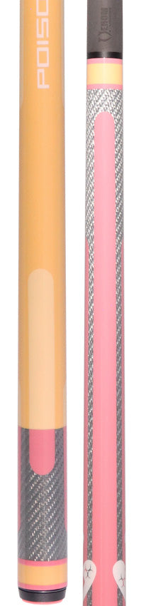 Poison Candy Sugar No Wrap Pool Cue - Peach and Pink with 12.4mm Venom Carbon Shaft