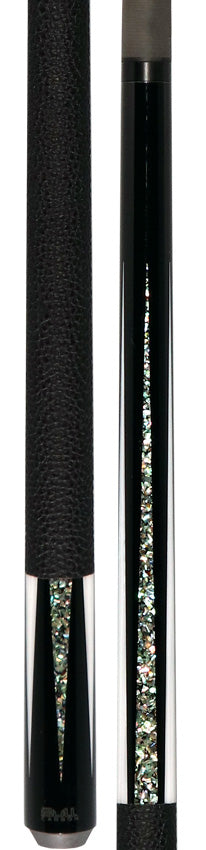 Bull Carbon Black with Mother of Pearl and Elforyn Points Play Cue with Textured Leather Wrap