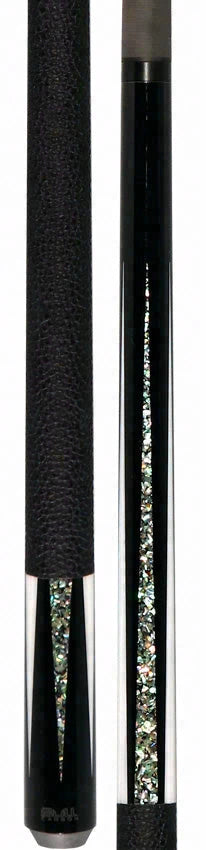Bull Carbon Black with Mother of Pearl and Elforyn Points Play Cue with Textured Leather Wrap
