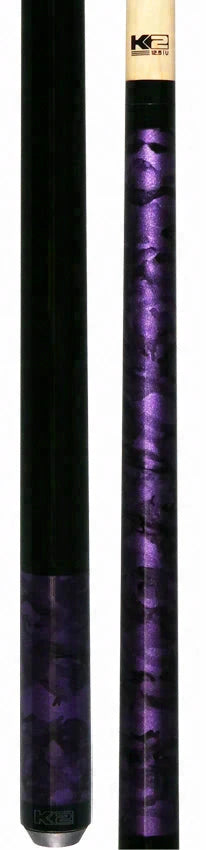 K2 Matte Purple Smoke Graphic No Wrap Pool Cue with 12.5mm LD Shaft