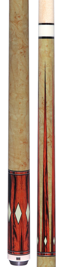 1811 Model 5 Butterscotch Maple Forearm and Handle with Cocobolo Point Graphic Wrapless Pool Cue Butt- Uni-Loc