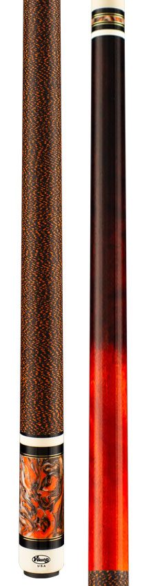 Viking SmartShops Series Cue of the Month - Electric Orange and Crimson Stained Maple with Afterburn Surge Pearl Sleeve