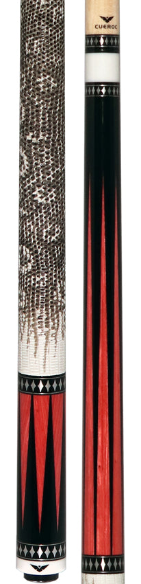 Cueroc Pterosaur 2  Ebony Dymondwood with Pink Dymondwood Points Pool Cue with Ring-Tailed Lizard Wrap