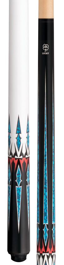 Lucky Black with Blue/Red/ White Graphic  No Wrap Play Cue
