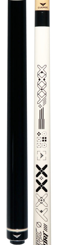 Cueroc White with Black and Silver Sport Graphic No Wrap Pool Cue