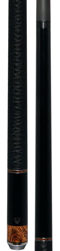 Bull Carbon Black with Bocote Inlays Play Cue with Textured Leather Wrap