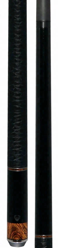 Bull Carbon Black with Bocote Inlays Play Cue with Textured Leather Wrap