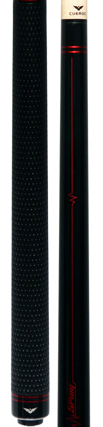 Cueroc Black with Red Sport Graphic Pool Cue with Weave Wrap