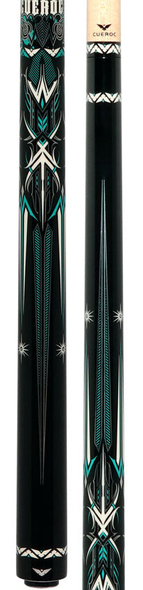 Cueroc Storm 2 Black and Green Graphic No Wrap Pool Cue