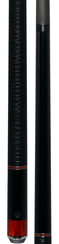 Bull Carbon Black with Cocobolo Inlays Play Cue with Textured Leather Wrap