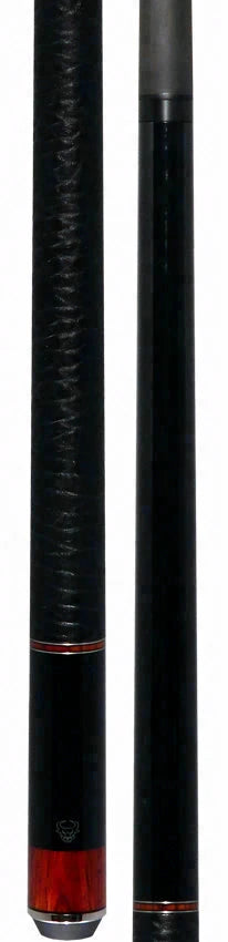 Bull Carbon Black with Cocobolo Inlays Play Cue with Textured Leather Wrap