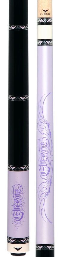 Cueroc Goth 2 Purple with Silver Graphic No Wrap Pool Cue