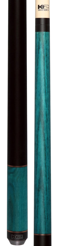 K2 Teal-Stained Ash No Wrap Pool Cue with 12.50mm K2 LD Shaft
