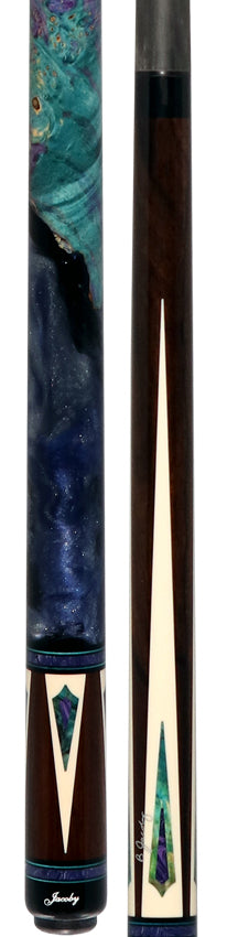 Jacoby Ziricote with White Juma Points and Impregnated Burl No Wrap Pool Cue with Carbon Shaft