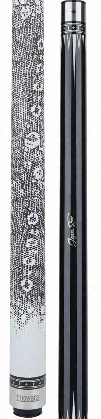 JFlowers True White Pool Cue with White Lizard Wrap and Carbon Shaft