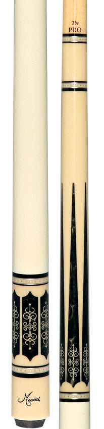 Meucci 21st Century 3 White - Black Pearl - White Wrap Pool Cue with Pro Shaft - 2103WHBKWHP