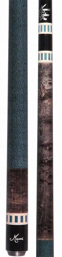 Meucci Gray Stained Maple and Blue/Black Wrapless Pool Cue with Carbon Pro Shaft - BE-12C