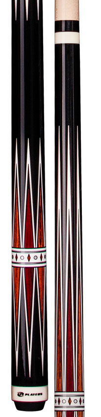 Players Exotic Series Black with Cocobolo Graphic Wrapless Pool Cue