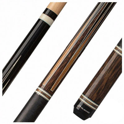 Players Exotic Series Black Palm and Bocote Graphic Pool Cue with Embossed Leather Wrap