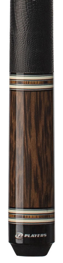 Players Exotic Series Black Palm and Bocote Graphic Pool Cue with Embossed Leather Wrap