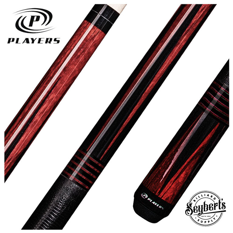 Players Exotic Series Cocobolo-Stained Zebrawood Pool Cue with Embossed Leather Wrap