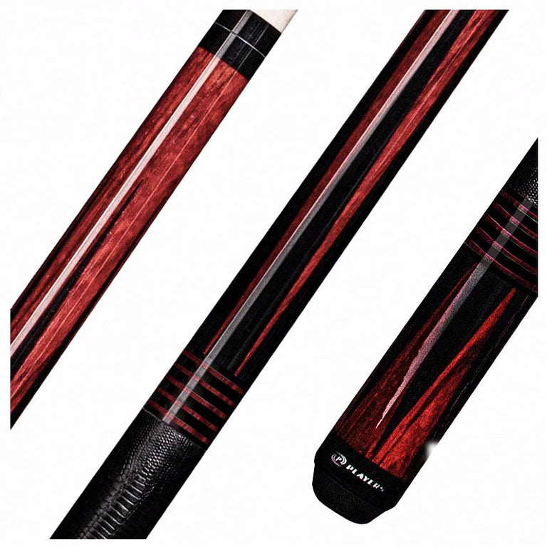 Players Exotic Series Cocobolo-Stained Zebrawood Pool Cue with Embossed Leather Wrap