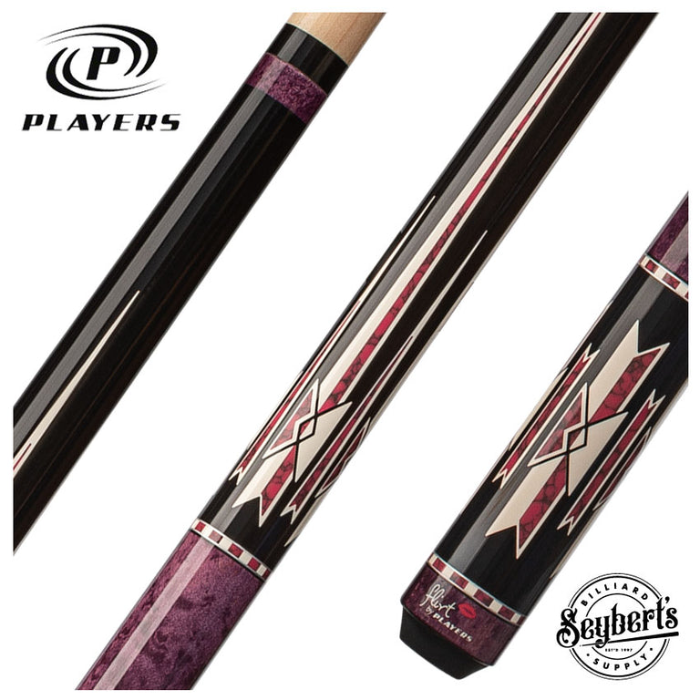 Players Flirt Series Black with Pink Recon Wrapless Pool Cue