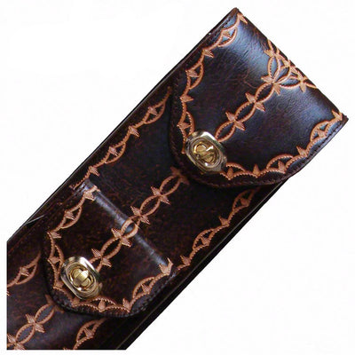 Instroke FIT-B Brown Hand Tooled 2x4 Pool Cue Case - FIT24B
