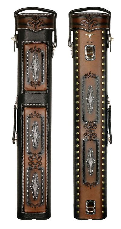 Volturi Custom Brogue Tan 3x6 Hard Pool Cue Case - VCBS3X6TANBLK