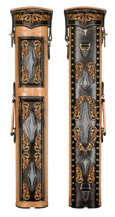 Volturi Custom Venice Natural/Brown 3x6 Hard Pool Cue Case - VCVS3x6NATBRN