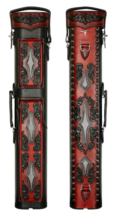 Volturi Custom Venice Black/Red 3x6 Hard Pool Cue Case - VCVS3x6BLKRED