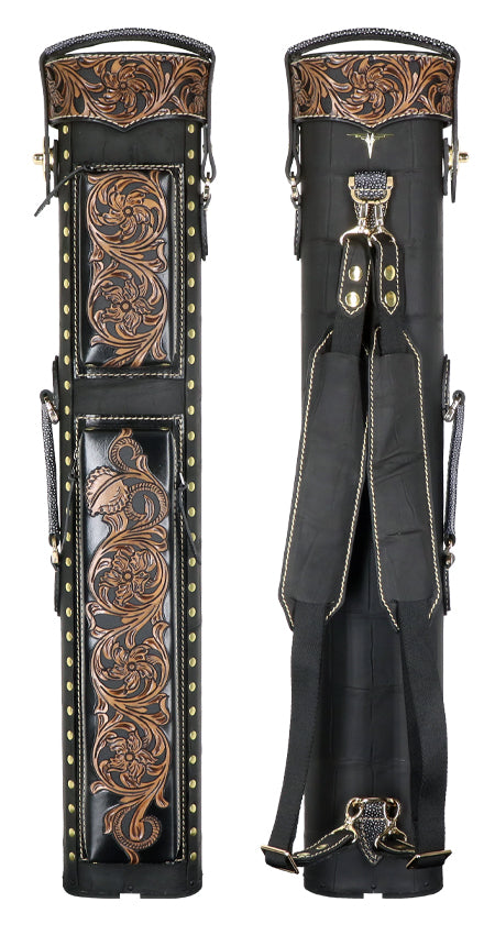 Volturi Custom Black Genuine Crocodile 4X8 Hard Pool Cue Case