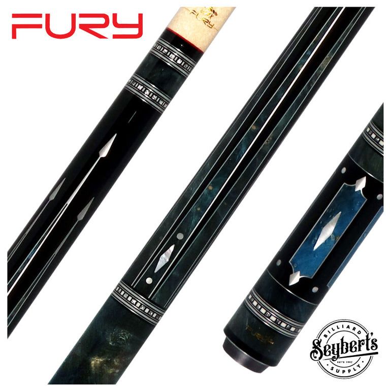 Fury Ebony with Burl Points and Wrap Pool Cue with AMFCHT2 Wood Shaft