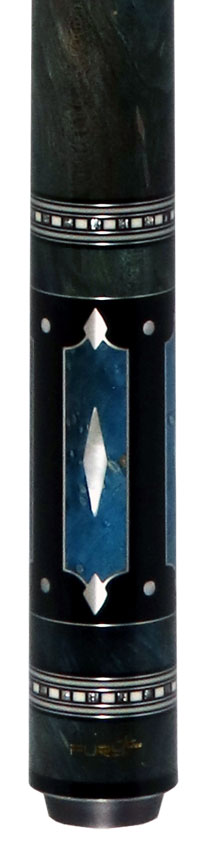 Fury Ebony with Burl Points and Wrap Pool Cue with AMFCHT2 Wood Shaft