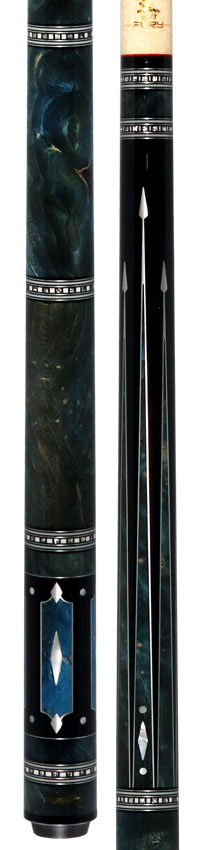 Fury Ebony with Burl Points and Wrap Pool Cue with AMFCHT2 Wood Shaft