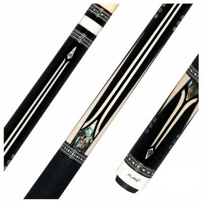 Fury Ebony with Elforyn and Abalone Points Pool Cue with Sharkskin Wrap - FUAM6