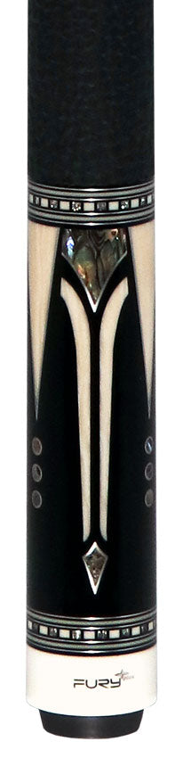 Fury Ebony with Elforyn and Abalone Points Pool Cue with Sharkskin Wrap